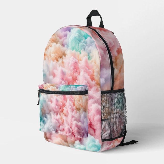 Cotton Candy Fluff Printed Backpack (Back Corner Right)