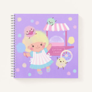 Cotton Candy Girl with Sweet Fluffy Monsters Notebook