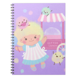 Cotton Candy Girl with Sweet Fluffy Monsters Notebook