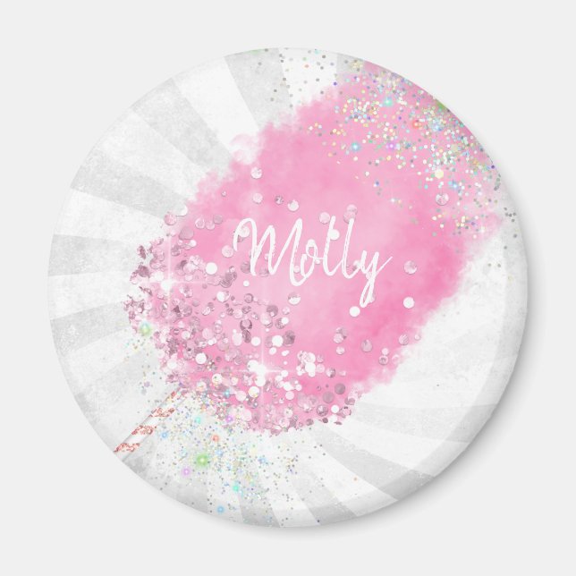 Cotton candy glitter cute pink girly  magnet (Front)