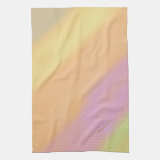 Cotton Candy Hues Pastel Stripes Name  Tea Towel