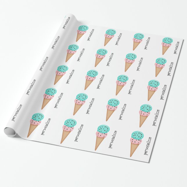 Cotton candy  ice cream cones wrapping paper (Unrolled)
