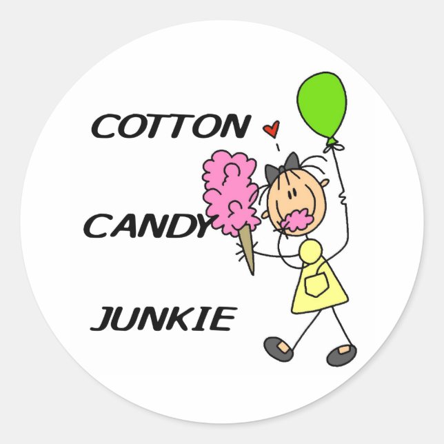 Cotton Candy Junkie Classic Round Sticker (Front)