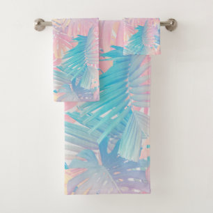 Cotton Candy Monstera Palm Jungle 1 Bath Towel Set