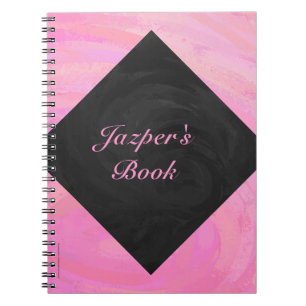 Cotton Candy Pink and Black Monogram Spiral Notebook