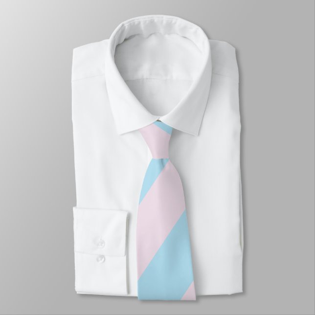 Cotton Candy Pink and Blue Striped Men's Tie (Tied)