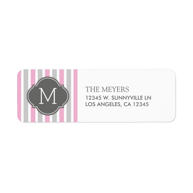 Cotton Candy Pink and Grey Stripes with Monogram (Front)