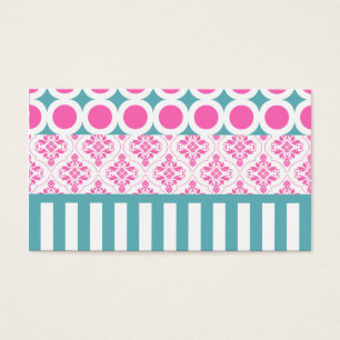 Cotton Candy Pink Blue Circles Stripes Damask Coll
