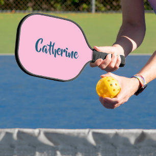 Cotton Candy Pink Elegant Name Trendy Minimalist Pickleball Paddle