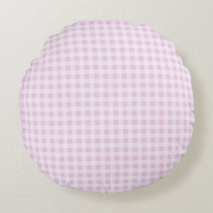 Cotton Candy Pink Gingham Round Cushion