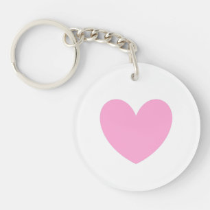 Cotton Candy Pink heart on white Key Ring