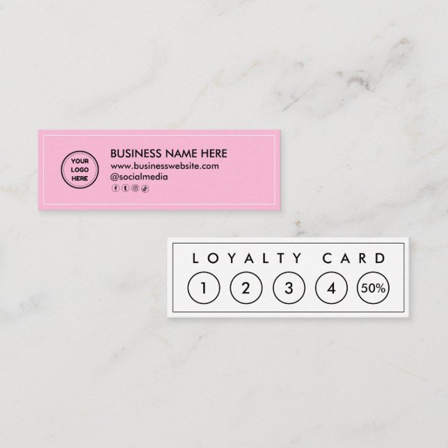 Cotton Candy Pink Mini Chic Modern Minimalist Loyalty Card (Front/Back)