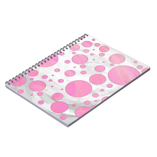 Cotton Candy Pink Polka Dot Spiral Notebook (Left Side)