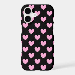 Cotton Candy Pink polka hearts on black