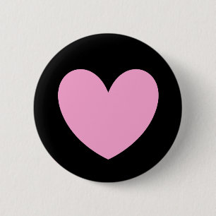 Cotton Candy Pink polka hearts on black 6 Cm Round Badge