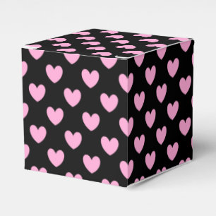 Cotton Candy Pink polka hearts on black Favour Box