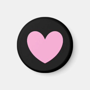 Cotton Candy Pink polka hearts on black Magnet