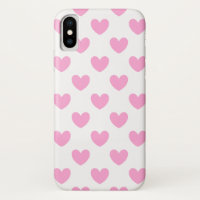 Cotton Candy Pink polka hearts on white