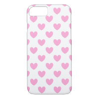 Cotton Candy Pink polka hearts on white