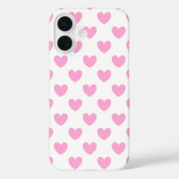 Cotton Candy Pink polka hearts on white