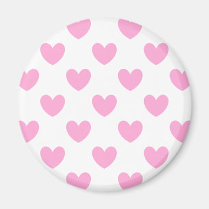 Cotton Candy Pink polka hearts on white Magnet