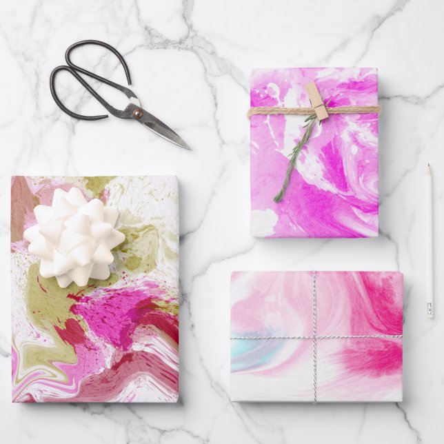 Cotton Candy Pink Purple Wrapping Paper Sheet (Front)