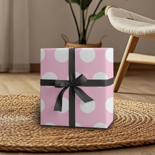 Cotton Candy Pink White Large Polka Dots Wrapping Paper