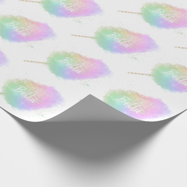 Cotton candy rainbow glitter cute wrapping paper (Corner)