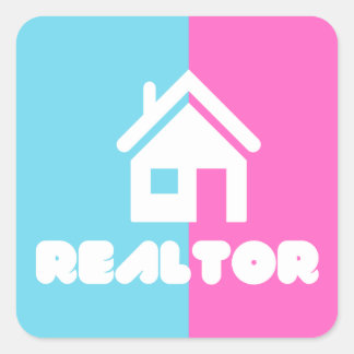 Cotton Candy Realtor Logo  Square Sticker