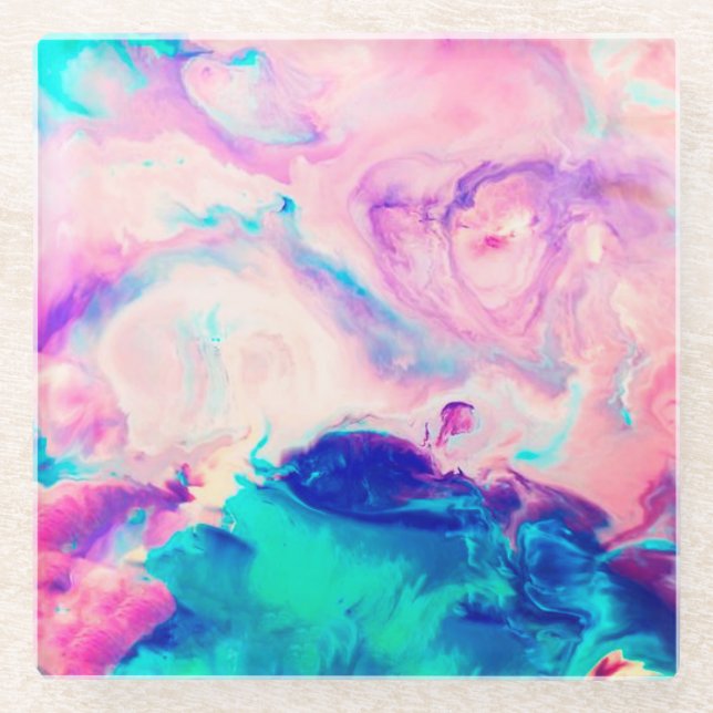 Cotton Candy Signature Marble Glass Coaster (Front)