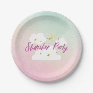 Cotton Candy Sky Slumber Party Invitation Paper Plate