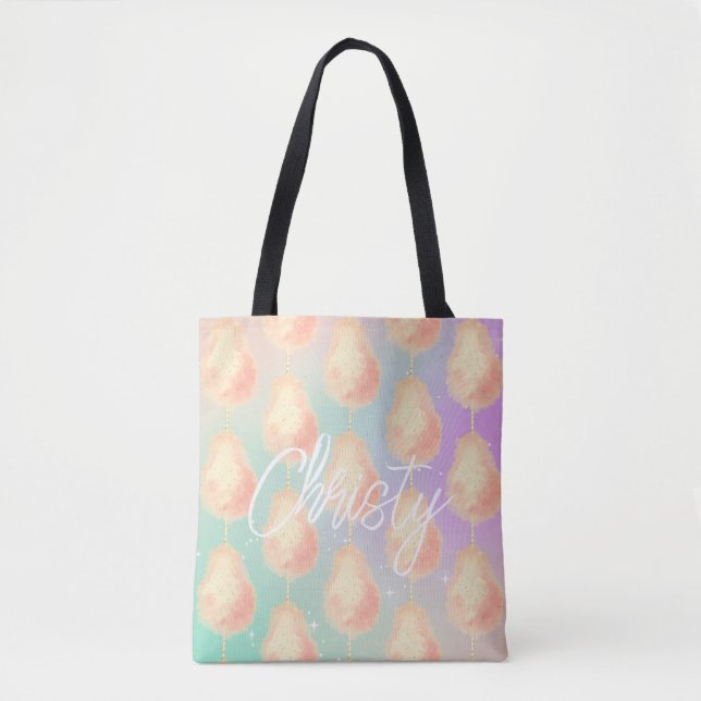 Cotton candy star dust peach teal purple pastel tote bag (Front)