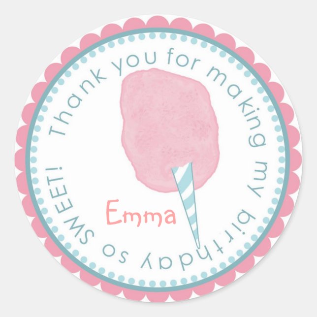Cotton Candy stickers- Pink and Blue Classic Round Sticker (Front)