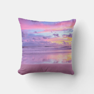 Cotton candy sunrise: beach view. cushion