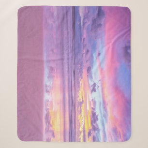 Cotton candy sunrise: beach view. sherpa blanket
