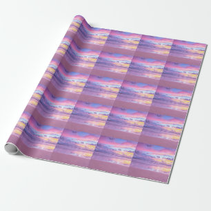 Cotton candy sunrise: beach view. wrapping paper