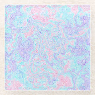 Cotton Candy Swirls Glass Coaster