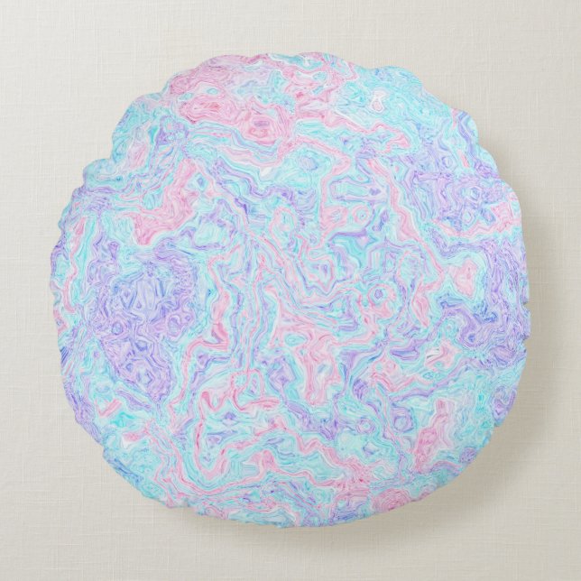 Cotton Candy Swirls Round Cushion (Front)