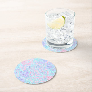 Cotton Candy Swirls Round Paper Coaster