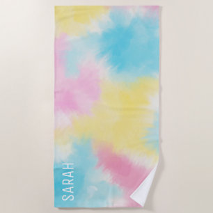 Cotton Candy Tie Dye Pattern Personalised Beach Towel