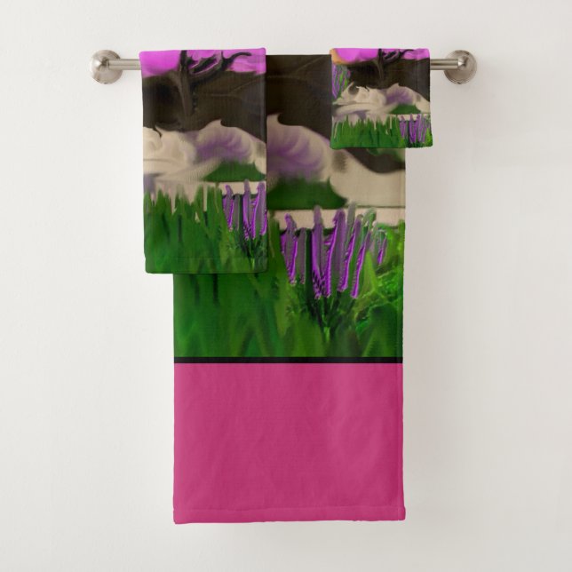 Cotton Candy Trees Abstract Art Bath Towel Set (Insitu)