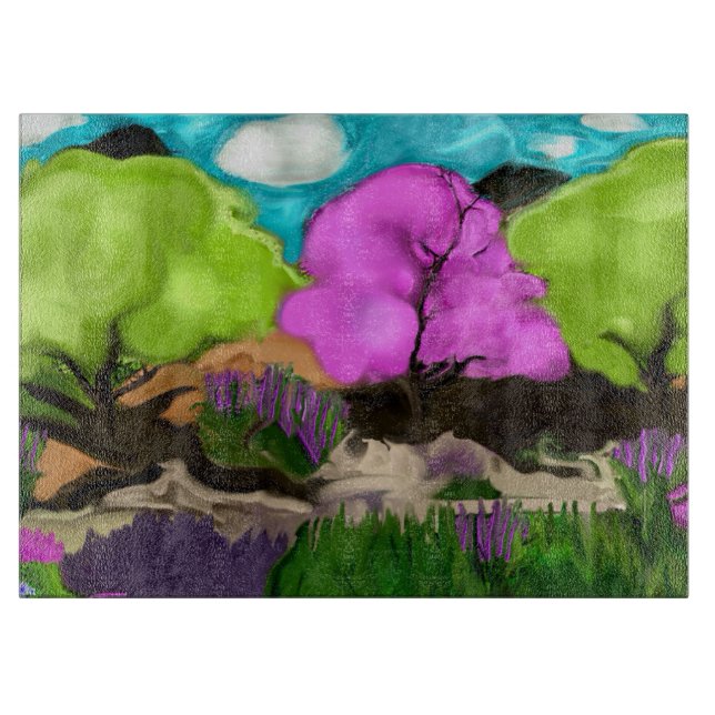 Cotton Candy Trees Abstract Art Cutting Board (Front)