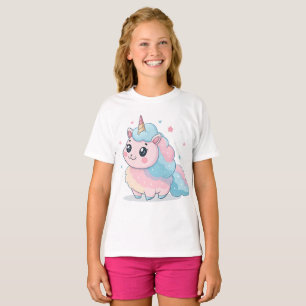 Cotton Candy Unicorn Cartoon T-Shirt Design