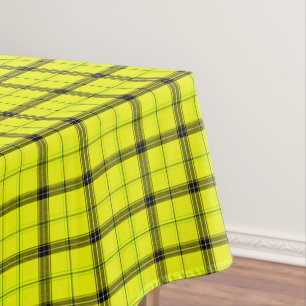 Cotton Check & Black Lines   Yellow Tartan Plaid Tablecloth