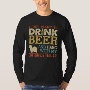 Cotton De Teluar Dad Drink Beer Hang With Dog  Vin T-Shirt