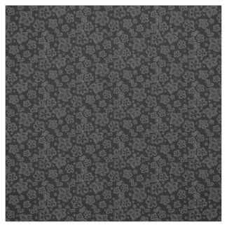 Cotton Fabric black grey floral custom