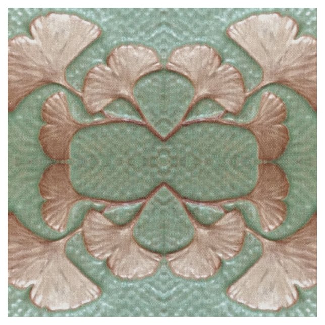  Cotton Fabric with Gingko leaf pattern (Close Up)