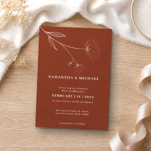 Cotton Floral Autumn Terracotta Indie Invitation