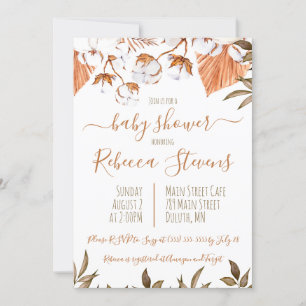 Cotton Flower Watercolor Baby Shower Invitation