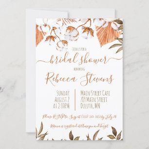 Cotton Flower Watercolor Bridal Shower Invitation
